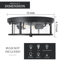 Odorpower Black Ceiling Light Fixtures Flush Mount Light 2 Bulb With Glass Flush Mount Ceiling Light Fixture Bedroom Indoor Ou