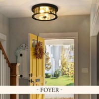 Odorpower Black Ceiling Light Fixtures Flush Mount Light 2 Bulb With Glass Flush Mount Ceiling Light Fixture Bedroom Indoor Ou