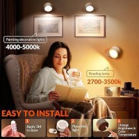 Auderwin Led Wall Sconces Battery Operated Rechargeable Wireless Wall Lights 3 Color Temperature And Dimmable 360 Rotation Cor