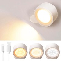 Auderwin Led Wall Sconces Battery Operated Rechargeable Wireless Wall Lights 3 Color Temperature And Dimmable 360 Rotation Cor