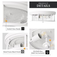 Odorpower White Flush Mount Ceiling Light Fixture 2Light With Seeded Glass White Ceiling Light Fixture For Bedroom Indoor Out