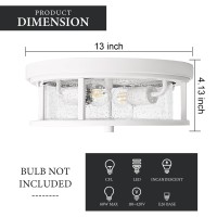 Odorpower White Flush Mount Ceiling Light Fixture 2Light With Seeded Glass White Ceiling Light Fixture For Bedroom Indoor Out