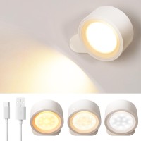 Auderwin Led Wall Lights Rechargeable Battery Operated Wall Sonce 3 Color Temperature 3 Brightness Levels Magnetic 360 Rotatio