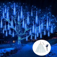 Solar Meteor Shower Lights Outdoor Waterproof Christmas Decorations Lights Solar Powered 16 Tubes 384Led Rain Lights Falling