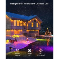 Angelhalo Permanent Outdoor Lights, 100Ft Smart Rgbai Outdoor Lights With 72 Led Lights, Cold/Warm Eaves Lights Ip67 Waterproof For Outdoor Decor, Garden Decor, Works With Alexa, Google Assistant