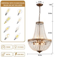 Kaiqi 6 Lights French Empire Crystal Chandelier Farmhouse Pendant Lighting Antique Bronze Ceiling Light Fixture For Dining Room