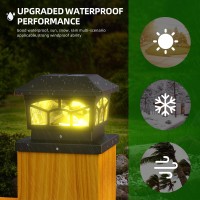 Moretren Solar Post Light Outdoor Waterproof Led Solar Light For Outside,Solar Post Cap Light,Fence Post Solar Lights For Deck Garden Patio,2 Lighting Modes Fit 4X4 Vinyl 5X5 6X6 Wooden Posts 2 Pack