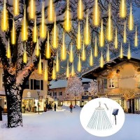 Solar Meteor Shower Lights Outdoor Waterproof Christmas Decorations Lights Solar Powered 16 Tubes 384Led Rain Drop Lights Sno