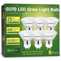 Unilampro 6W Led Gu10 Grow Light Bulb Natural White 4000K Full Spectrum Plant Light Bulb For Indoor Plants E26 Plant Grow Lamp