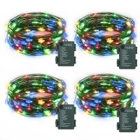 4 Pack Fairy Lights Battery Operated 164 Ft 50 Led Starry Fairy Lights With Auto Timer Dark Green Copper Wire Twinkle Lights F