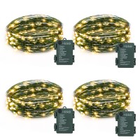 4 Pack Fairy Lights Battery Operated 164 Ft 50 Led Starry Fairy Lights With Auto Timer Dark Green Copper Wire Twinkle Lights F