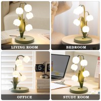 Werfop Vintage Flower Table Lamp For Home 5 Lily Of The Valley Bedside Lamps 3 Color Modes Nightstand Lamp With G4 Led Bulbs Fo