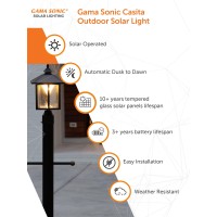 The Gama Sonic Casita Solar Light model 58i50023 is a testament to modern solar lighting technology and elegant design This sophisticated outdoor lighting solution is powered by Solar Morph Technology ensuring efficient energy capture and utilization Its 