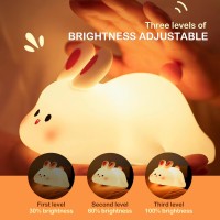 Icotoibabie Easter Gifts Big Face Rabbit Night Light For Kids The Rechargeable Touch Lamp Is 3 Levels Brightness Bunny Toys Fo