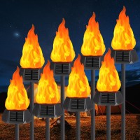 Toodour Solar Halloween Lights Outdoor 8 Pack Solar Torch Lights With Flickering Flame Waterproof Led Flame Torches Solar Out