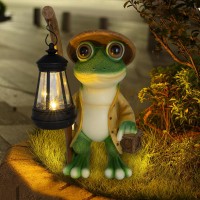 Iswabard Frog Statue Solar Lights Outdoorhalloween Christmas Decorations Outdoor Frog Solar Lights For Garden Patio Porch Deco