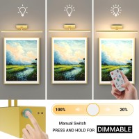 Mocalido 2 Pack Picture Light Battery Operated For Wall Rechargeable 5200Mah 16 Wireless Led Art Light With Remote Dimmable