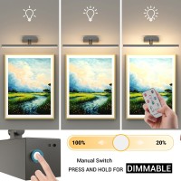 Mocalido 2 Pack Picture Light Battery Operated For Wall Rechargeable 5200Mah 16 Wireless Led Art Light With Remote Dimmable