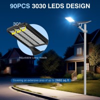 3000W Solar Street Lights Outdoor 6500K Solar Parking Lot Lights Commercial Dusk To Dawn Street Lights Solar Powered Motion M