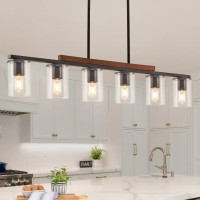 Mecgirn Farmhouse Dining Room Light Fixtures Over Table Black Pendant Lights For Kitchen Island 6 Light Large Linear Chandelie