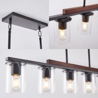 Mecgirn Farmhouse Dining Room Light Fixtures Over Table Black Pendant Lights For Kitchen Island 6 Light Large Linear Chandelie