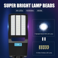 3000W Solar Street Lights Outdoor 6500K Solar Parking Lot Lights Commercial Dusk To Dawn Street Lights Solar Powered Motion M