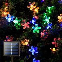 Solar String Flower Lights Outdoor 100 Led 40Ft Multicolor Fairy Lights With 8 Lighting Modes Waterproof Solar Lights Outdoor