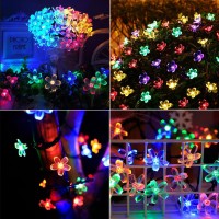 Solar String Flower Lights Outdoor 100 Led 40Ft Multicolor Fairy Lights With 8 Lighting Modes Waterproof Solar Lights Outdoor