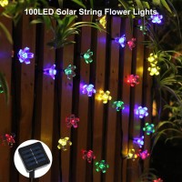 Solar String Flower Lights Outdoor 100 Led 40Ft Multicolor Fairy Lights With 8 Lighting Modes Waterproof Solar Lights Outdoor