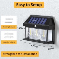 Ruwq 2Pcs Solar Wall Mount Light, Motion Sensor Outdoor Lights With 3 Lighting Modes Dusk To Dawn, Ip65 Waterproof Solar Security Lights For Garden Yard Patio Fence Garage Outside Porches Decorative