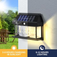 Ruwq 2Pcs Solar Wall Mount Light, Motion Sensor Outdoor Lights With 3 Lighting Modes Dusk To Dawn, Ip65 Waterproof Solar Security Lights For Garden Yard Patio Fence Garage Outside Porches Decorative