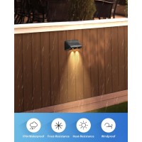 Vtuik Solar Lights Outdoor Waterproof Fence Lights Solar Powered Warm White Dusk To Dawn Deck Light Bright Solar Wall Lights