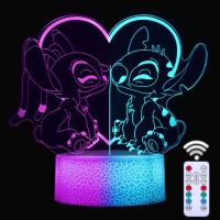 Fspgls Stitch Lamp Two Color 2 In 1,Lilo&Stitch Night Light 3D Illusion Led Desk Lamp,Acrylic Usb Lights For Room Decor Merchandise,Party Decorations Kids Lamp,Birthday,Christmas Gifts For Boys,Girls