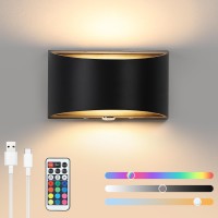 Lightess Led Wall Sconce 13 Rgb Colors Dimmable Cordless Wall Light Remote Touch Control Rechargeable Battery Operated Usb