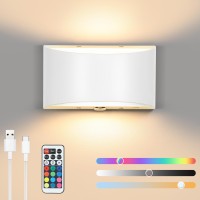 Lightess Led Wall Sconce 13 Rgb Colors Dimmable Cordless Wall Light Remote Touch Control Battery Operated Usb Magnetic Wal