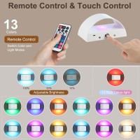 Lightess Led Wall Sconce 13 Rgb Colors Dimmable Cordless Wall Light Remote Touch Control Battery Operated Usb Magnetic Wal