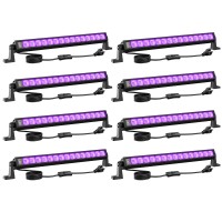 Lamvip 8Pcs 42W Led Black Light Bar Blacklight Bars Black Lights With Plug 5Ft Cord 60 Led Beads And Switch For Glow Party Hall