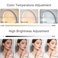 Ciyebst Half Moon Light With Phone Holder 29 In 48W Nail Desk Lamp Lash Light For Eyelash Tech Makeup Tattoo Spa Salon Na