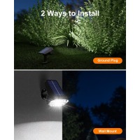 6 Pack Solar Powered Outdoor Spot Lights Outside Landscape Waterproof 24 Leds Spotlights Dusk To Dawn For House Yard Tree, Plants, Walls, Path, Fountain, Statues, Superior Accent Lighting, 3 Modes