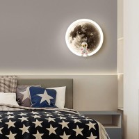 Wall Sconces , Led Cartoon Moon Wall Sconces Lighting Fixture, Round Wall Light Astronaut Wall Sconce Children'S Room Wall Lamp, Kids Bedroom Nursery 12W Wall Lamps Wall Wash Lights ( Color : Blanc )