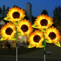 Solar Sunflower Garden Lights Outdoor Garden Decor Upgraded 2 Pack With 6 Sunflower Lights Waterproof Solar Outdoor Lights Dec