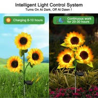 Solar Sunflower Garden Lights Outdoor Garden Decor Upgraded 2 Pack With 6 Sunflower Lights Waterproof Solar Outdoor Lights Dec