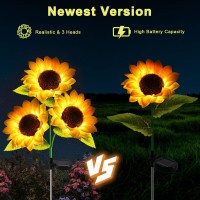 Solar Sunflower Garden Lights Outdoor Garden Decor Upgraded 2 Pack With 6 Sunflower Lights Waterproof Solar Outdoor Lights Dec