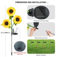 Solar Sunflower Garden Lights Outdoor Garden Decor Upgraded 2 Pack With 6 Sunflower Lights Waterproof Solar Outdoor Lights Dec