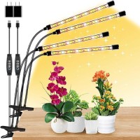 Lpmzmbl Full Spectrum 4 Heads Plant Grow Lights For Indoor Plants With 10 Feet Cables 10 Dimmable Levels And 3912H Timeradapt