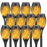 Faishilan 12Pack Solar Flickering Flame Torches Waterproof Solar Garden Lights Outdoor Solar Lights For Yards And Flame Tor