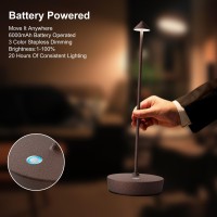 Jalvde Cordless Battery Powered Table Lamp Rechargeable Led Dimmable Brightness Metal 6000Mah Touch Desk Lamp Portable Modern D