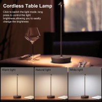 Jalvde Cordless Battery Powered Table Lamp Rechargeable Led Dimmable Brightness Metal 6000Mah Touch Desk Lamp Portable Modern D