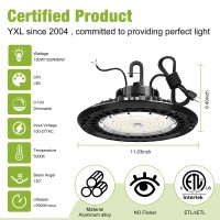 Yxl 150W Super Bright High Bay Led Lights Ufo High Bay Led Shop Lights 22500Lm 5000K 010V Dimmable Us Plug 5 Cable 100277V