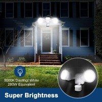 Emaner Motion Sensor Outdoor Lights Dusk To Dawn Porch Flood Light 5000K 4Mode 2800Lm Wired Security Spotlight For Soffit Un